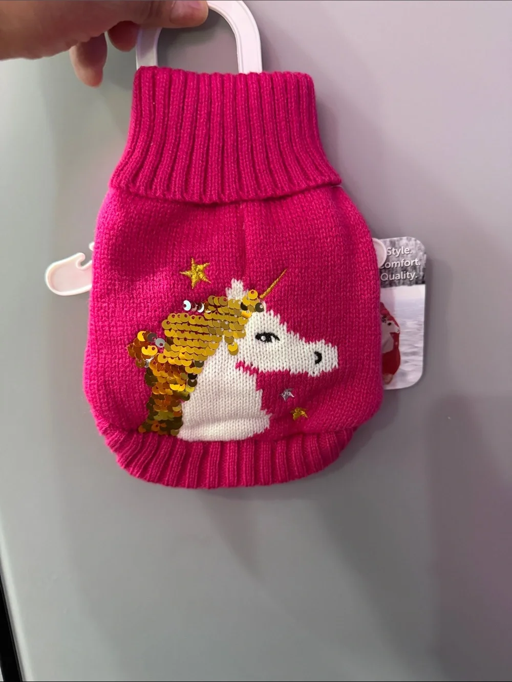 Fashion Pet Fuchsia Unicorn Sequin Dog Sweater